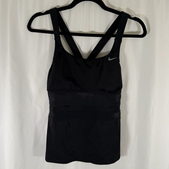 Nike Tank Top Women's Medium Black Adjustable Built In Bra Stretch Breathable - Picture 1 of 10
